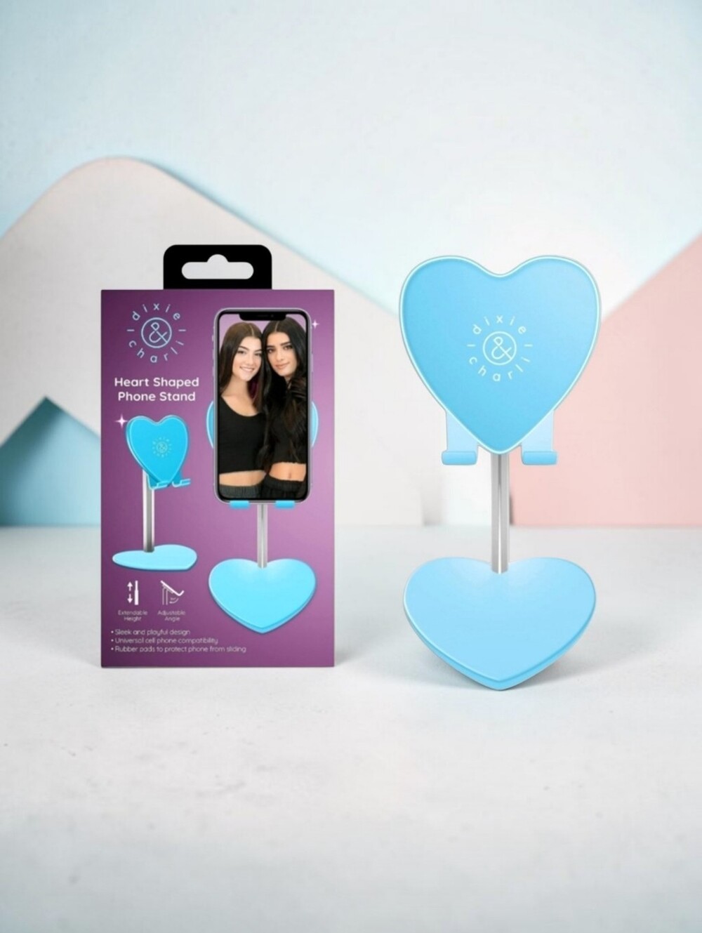 🎁 Free With Purchase Dixie & Charlie Universal Heart Shaped Phone Holder (Blue)